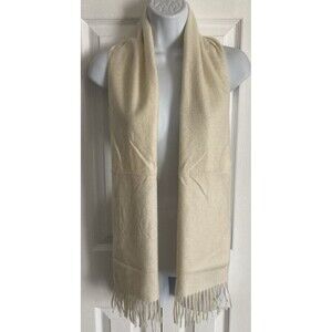 Vintage 100% Cashmere Scarf by Perry Ellis Ivory Luxury Made in Germany Unisex